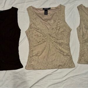Set of Vintage Lace Tank Top with V-Neckline Matching set of 2